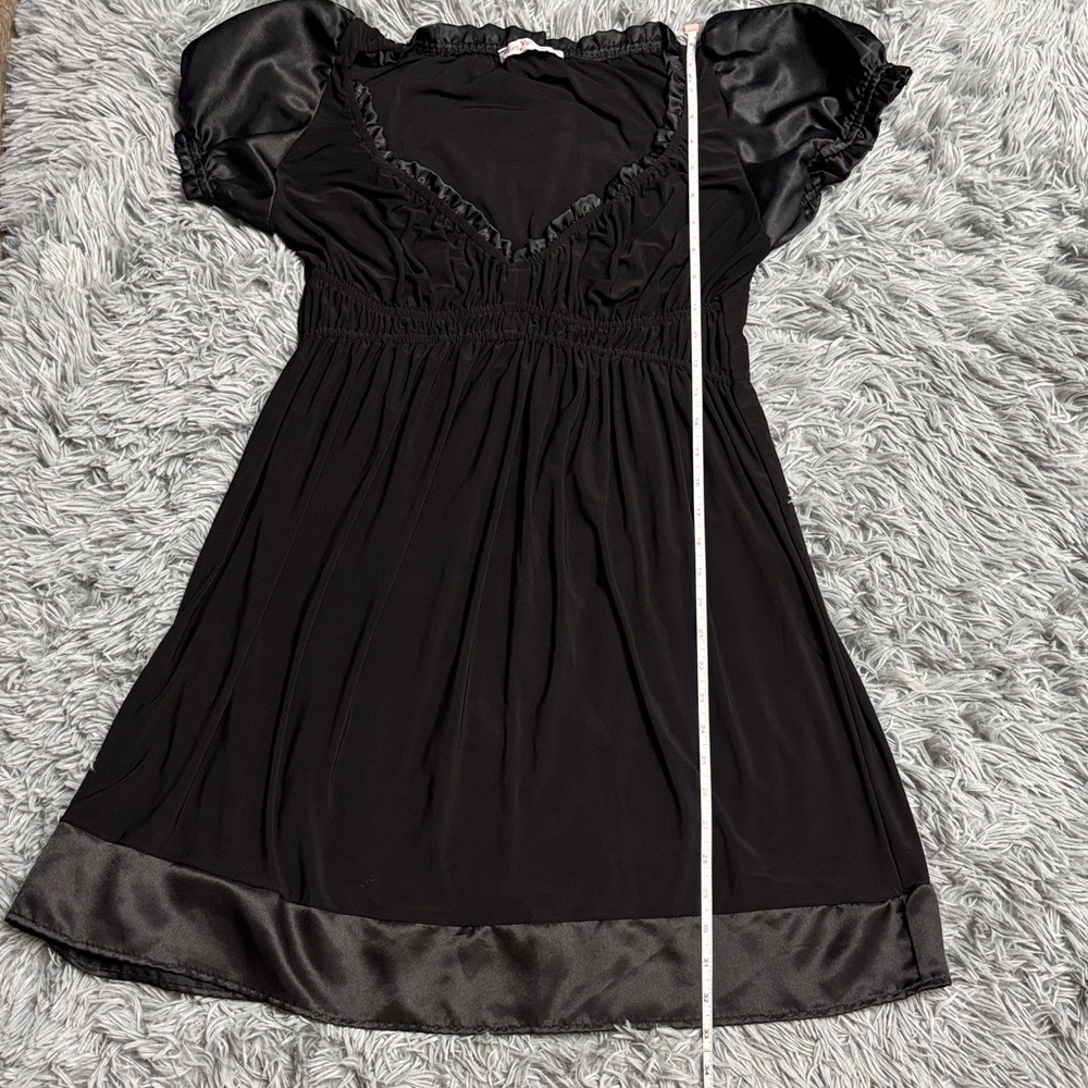 Y2K Puff Sleeve Satin Hem Babydoll Dress - Picture 11 of 15